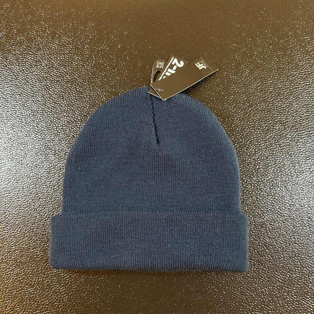 JF J.Ferrar 2-In-1 Beanie Mens One Size Navy Blue Cuffed Slouchy Hat